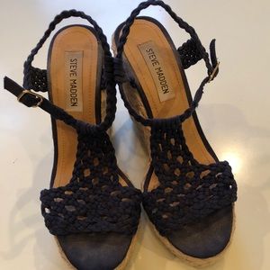 Navy Blue Wedge Sandals